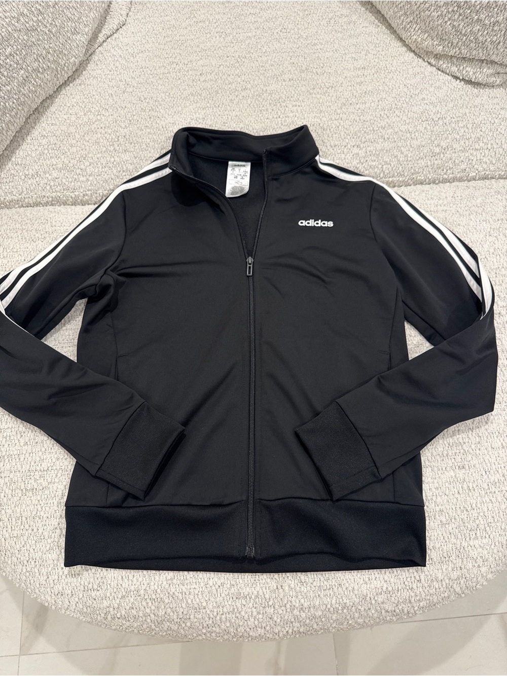 Adidas Black White Striped Full Zip Jacket